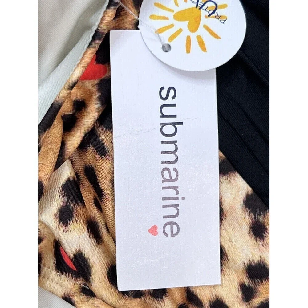 NWT Submarine Swim Girls Heart Cheetah One Shoulder Cutout Bathing Suit 14